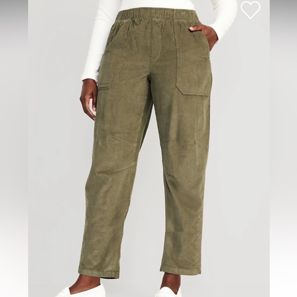 High waisted cord pull on pants